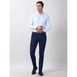 Peter England Blue Cotton Slim Fit Shirt image 5