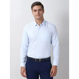 Peter England Blue Cotton Slim Fit Shirt image 1