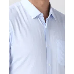 Peter England Blue Cotton Slim Fit Shirt image 4