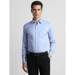 Peter England Blue Cotton Slim Fit Shirts-picture-33