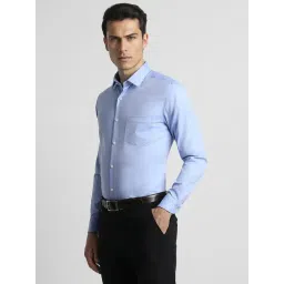 Peter England Blue Cotton Slim Fit Shirts image 3
