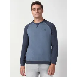 Peter England Blue Cotton Slim Fit Sweatshirt-picture-24