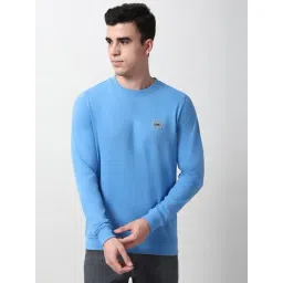Peter England Blue Cotton Slim Fit Sweatshirt-picture-28