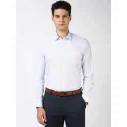 Peter England Blue Cotton Slim Fit Texture Shirt-picture-40