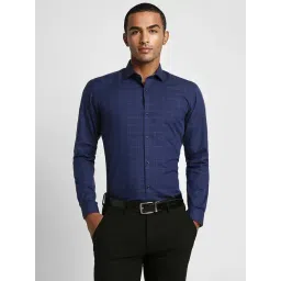 Peter England Blue Regular Fit Checks Shirt-picture-31