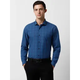 Peter England Blue Regular Fit Checks Shirt-picture-15
