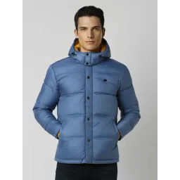 Peter England Blue Regular Fit Quilted Hooded Jacket-picture-20