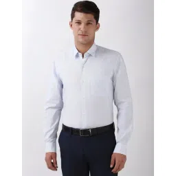 Peter England Blue Regular Fit Striped Shirt-picture-36