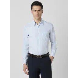 Peter England Blue Regular Fit Striped Shirt-picture-32