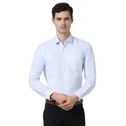 Peter England Blue Regular Fit Texture Shirt-picture-16