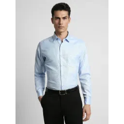 Peter England Blue Regular Fit Texture Shirt-picture-15