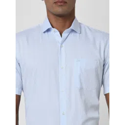 Peter England Blue Regular Fit Texture Shirt image 4