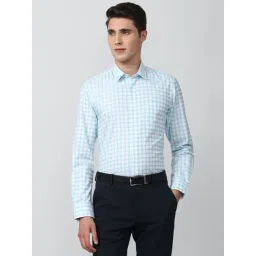 Peter England Blue Slim Fit Checks Shirt-picture-34