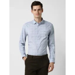 Peter England Blue Slim Fit Checks Shirt-picture-25