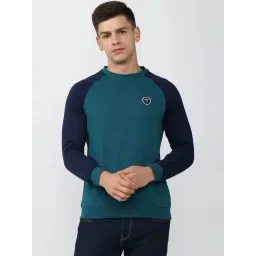 Peter England Blue Slim Fit Colour Block Sweatshirt-picture-26