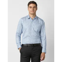 Peter England Blue Slim Fit Printed Shirt-picture-18