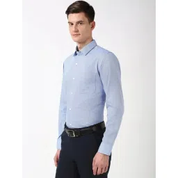 Peter England Blue Slim Fit Printed Shirt image 3