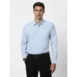 Peter England Blue Slim Fit Striped Shirt-picture-37