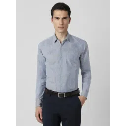Peter England Blue Slim Fit Striped Shirt-picture-35