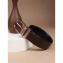 Peter England Brown & Black Leather Reversible Belt-picture-19