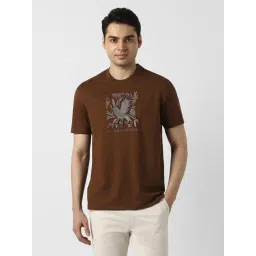 Peter England Brown Cotton Regular Fit Printed T-Shirt-picture-41