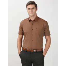 Peter England Brown Cotton Regular Fit Shirt-picture-24