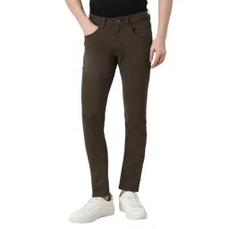 Peter England Brown Cotton Slim Fit Jeans-picture-35