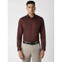 Peter England Brown Cotton Slim Fit Printed Shirt-picture-31