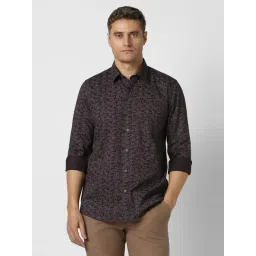Peter England Brown Cotton Slim Fit Printed Shirt-picture-32
