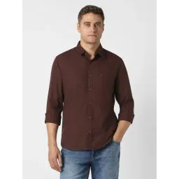 Peter England Brown Cotton Slim Fit Shirt-picture-16