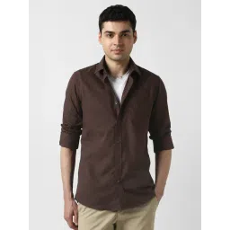 Peter England Brown Cotton Slim Fit Shirt-picture-15