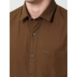 Peter England Brown Cotton Slim Fit Shirt image 4