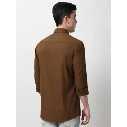Peter England Brown Cotton Slim Fit Shirt image 2