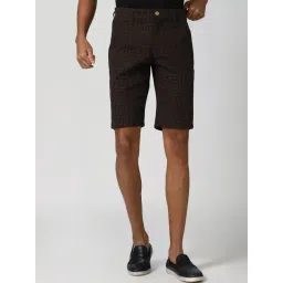 Peter England Brown Regular Fit Checks Shorts-picture-15