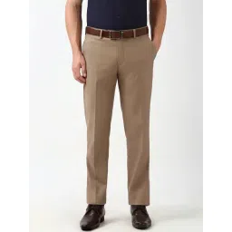Peter England Brown Slim Fit Texture Trousers-picture-40
