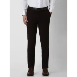 Peter England Brown Slim Fit Texture Trousers-picture-27