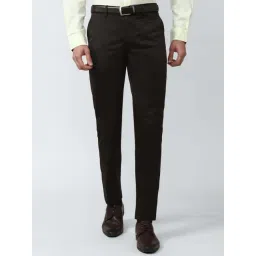 Peter England Casuals Brown Slim Fit Trousers-picture-16