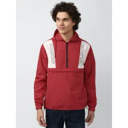 Peter England Casuals Maroon & White Regular Fit Printed Hooded Jacket-picture-34
