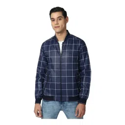 Peter England Casuals Navy Regular Fit Checks Jacket-picture-17