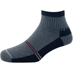 peter england Cotton Ankle Length Men's Stripe Pattern Regular Socks - Anthra Melange, Grey-picture-17