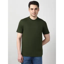 Peter England Dark Green Cotton Regular Fit T-Shirt-image-38