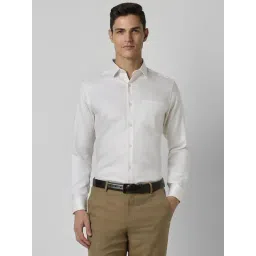 Peter England Elite Beige Cotton Regular Fit Texture Shirt-picture-13