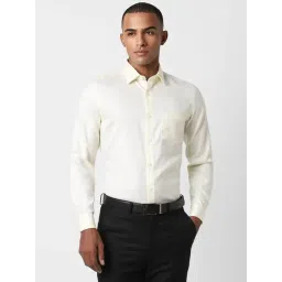 Peter England Elite Beige Cotton Slim Fit Texture Shirt-picture-13