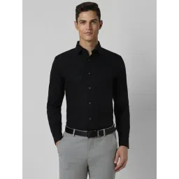 Peter England Elite Black Cotton Slim Fit Shirt-picture-29