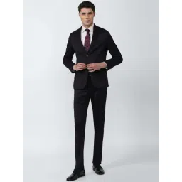 Peter England Elite Black Slim Fit Self Pattern Two Piece Suit-picture-23
