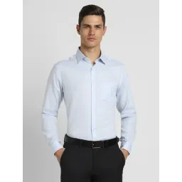 Peter England Elite Blue Cotton Slim Fit Printed Shirt-picture-42