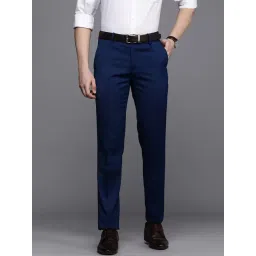 Peter England Elite Navy Slim Fit Texture Trousers-picture-43