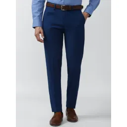 Peter England Elite Navy Slim Fit Trousers-picture-11