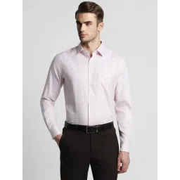 Peter England Elite Soft Pink Cotton Regular Fit Checks Shirt-picture-22