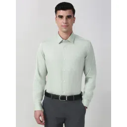 Peter England Green Cotton Regular Fit Shirt-picture-41